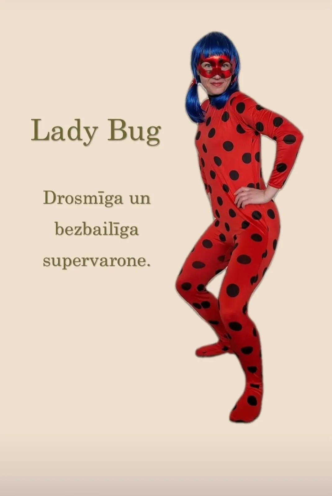 Animators Lady Bug tēlā BamBalle telpā Ogrē