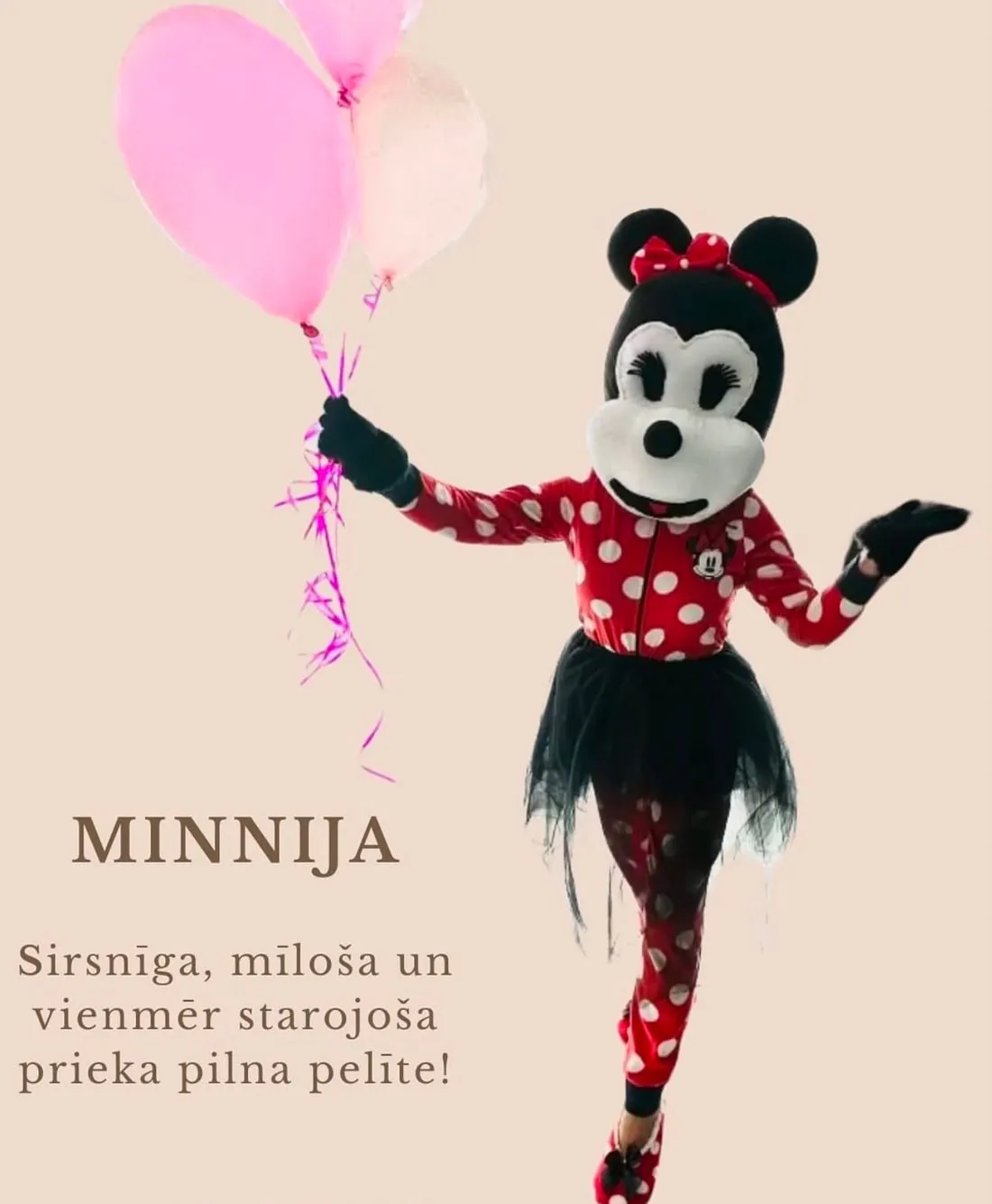 Animators Minnija tēlā BamBalle telpā Ogrē