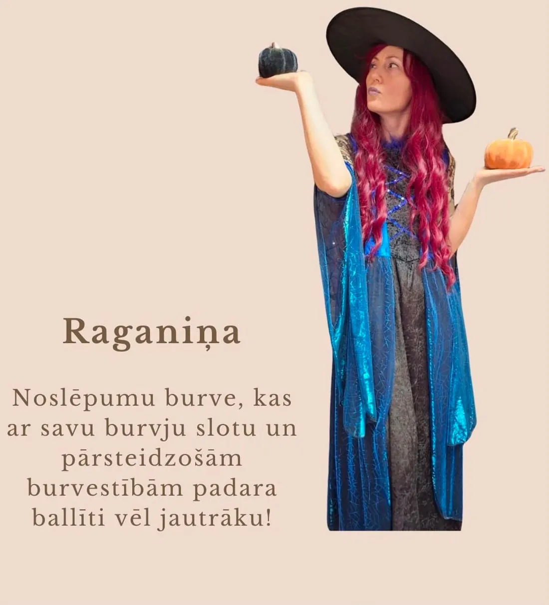 Animators Raganiņa tēlā BamBalle telpā Ogrē