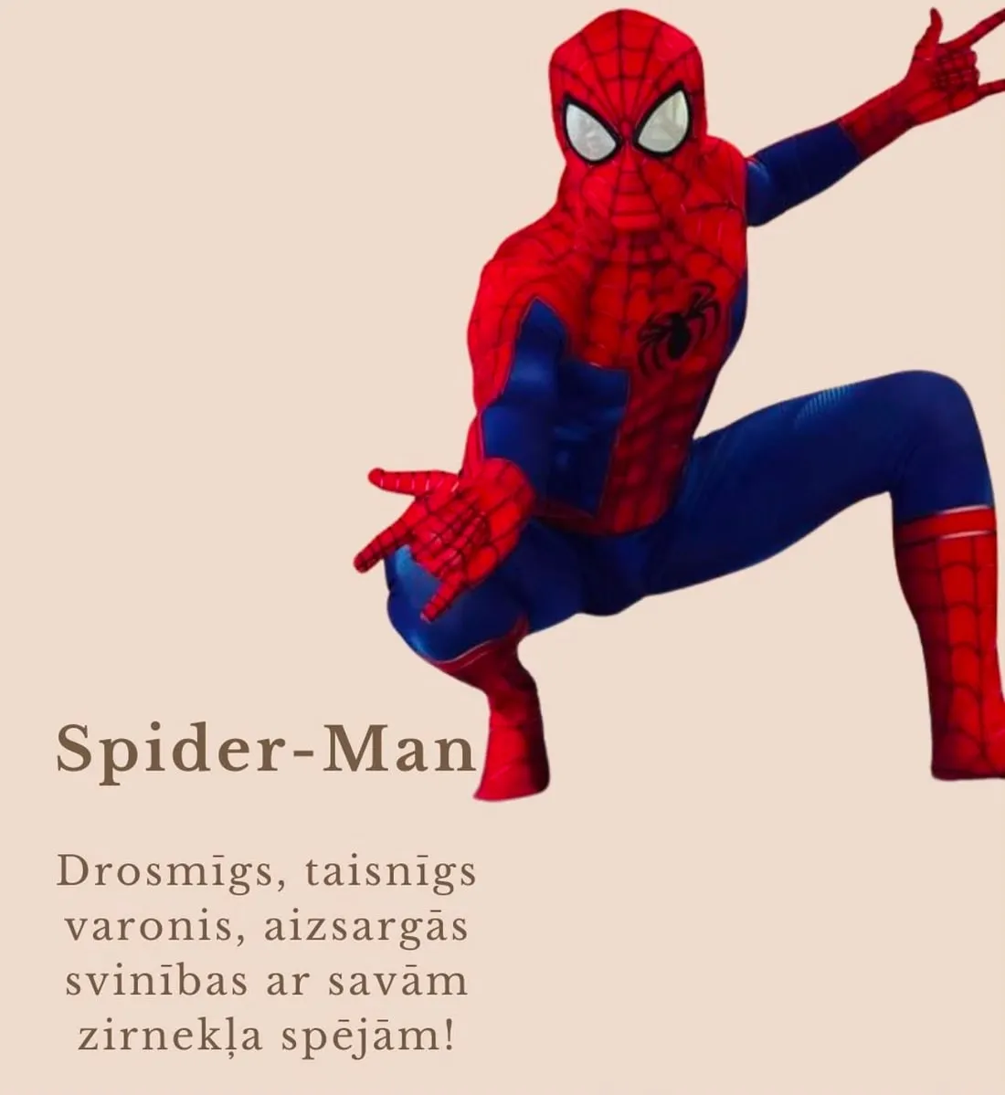 Animators Spider-Man tēlā BamBalle telpā Ogrē